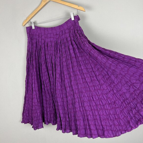 Charles Nolan Midi Skirt Womens 4 Purple Broomstick Embroidered Peasant Boho‎ - Picture 4 of 11